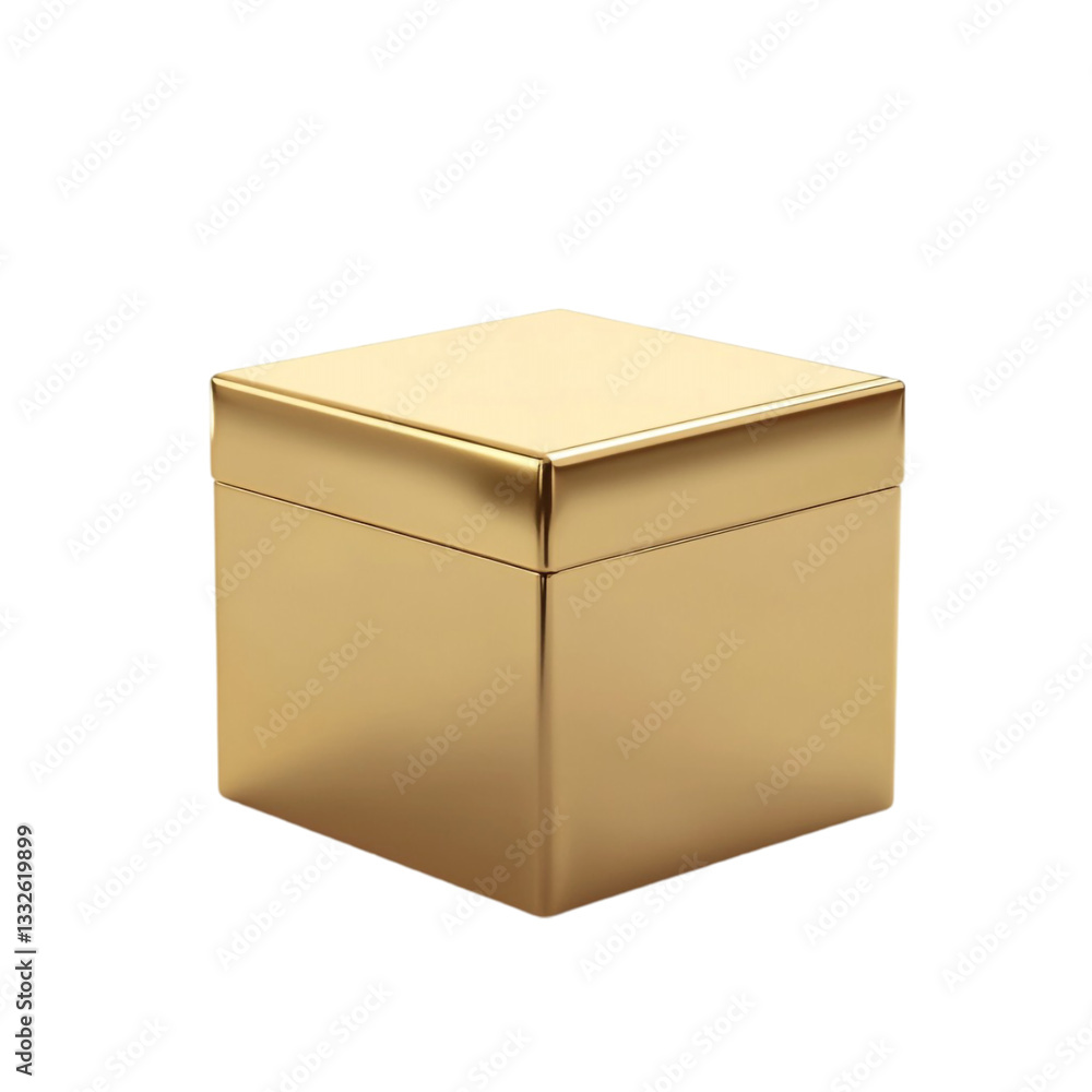 A Gleaming Gold Gift Box Awaiting Unwrapping Exciting Surprise A Gleaming Gold Gift Box Awaiting Unwrapping Exciting Surprise