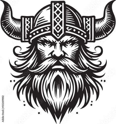 Viking Warrior Black Vector Outline