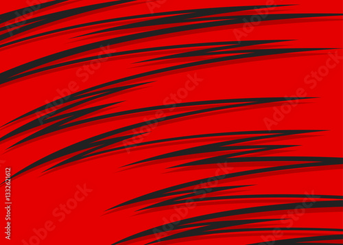 Abstract red background with curved spike line pattern