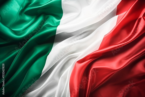 flag of Italy, national official symbol, with folds close-up