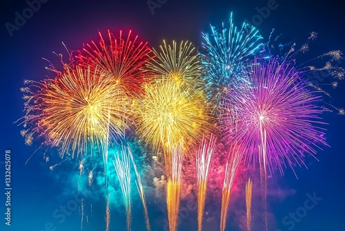 Majestic Fireworks Night Sky Background