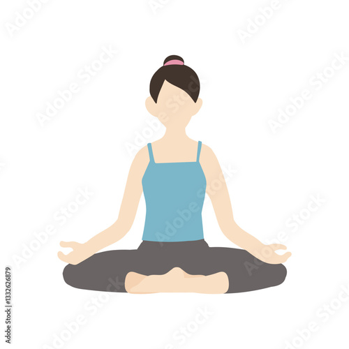 Wallpaper Mural ヨガの胡坐の姿勢をする団子頭の女性 Torontodigital.ca