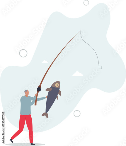elderly man fishing hobby and lifestyle concept.flat character life .