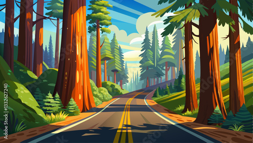 Scenic road in Redwood National Forest