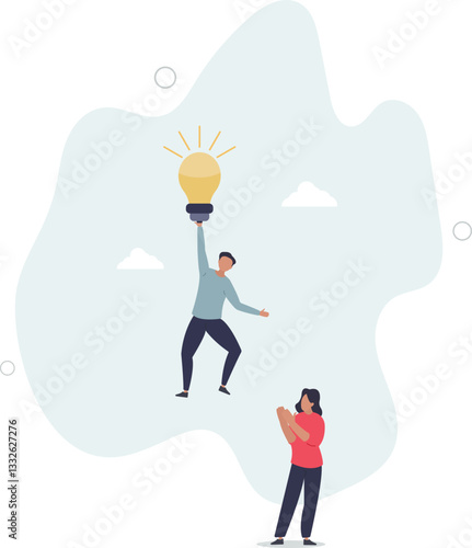 creative team working together. Business communication and collaboration.light bulb idea symbol.flat character life .