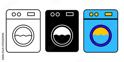 Washing Machine Icon Set. Washing Machine Vector Icon in line style design. Washing Machine Symbol. Vector illustration.