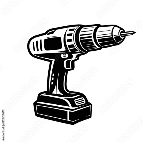 Vector Illustration of a Powerful Cordless Drill