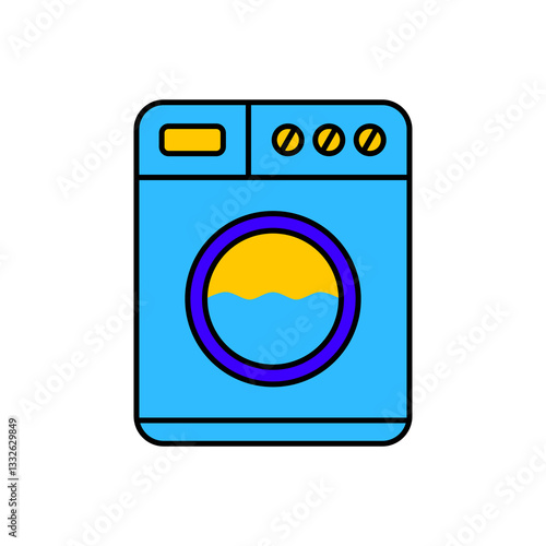 Washing Machine Icon. Washing Machine Vector Icon in line style design. Washing Machine Symbol. Vector illustration.