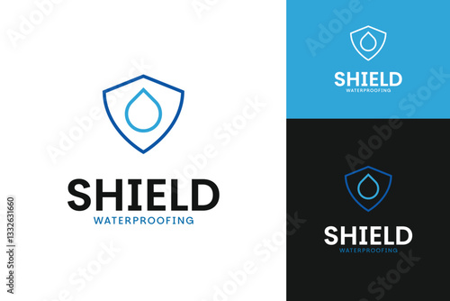 Waterproof shield logo design template illustration idea
