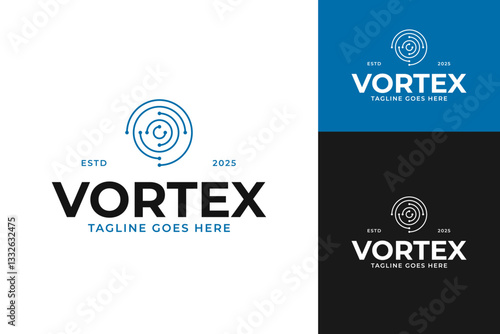 Modern and futuristic vortex tech logo design template vector illustration