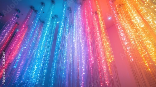 Colorful light strands illuminate indoor sensory room