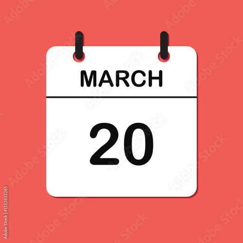 March 20. Daily Calendar icon for design. Simple design for business brochure, flyer, print media, advertisement. Easily editable.