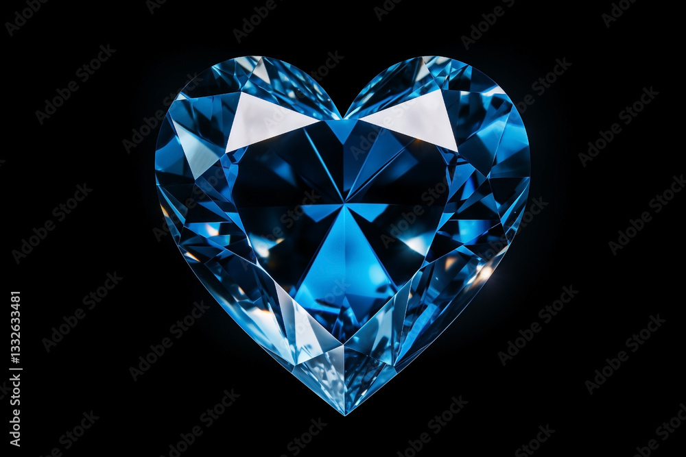 Fototapeta premium heart symbol of love form of blue crystal precious stone