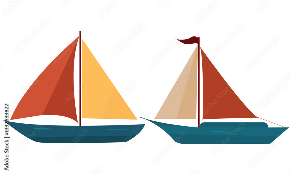 Naklejka premium sailboat vector set 