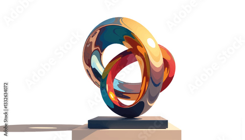 Abstract modern art sculpture in gallery, vibrant creativity