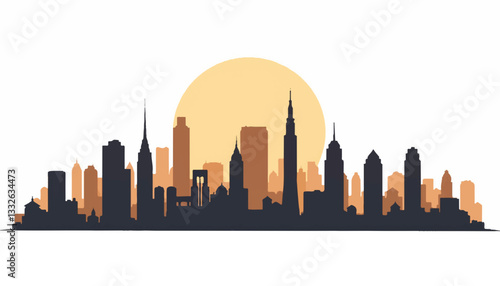 Abstract city skyline at sunset, urban inspiration
