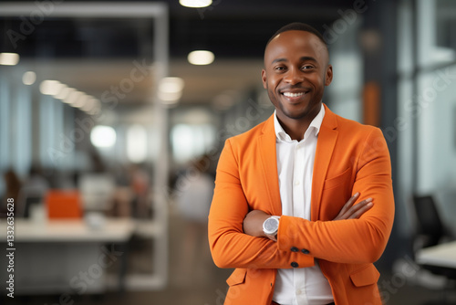 businessman male ceo in orange jacket