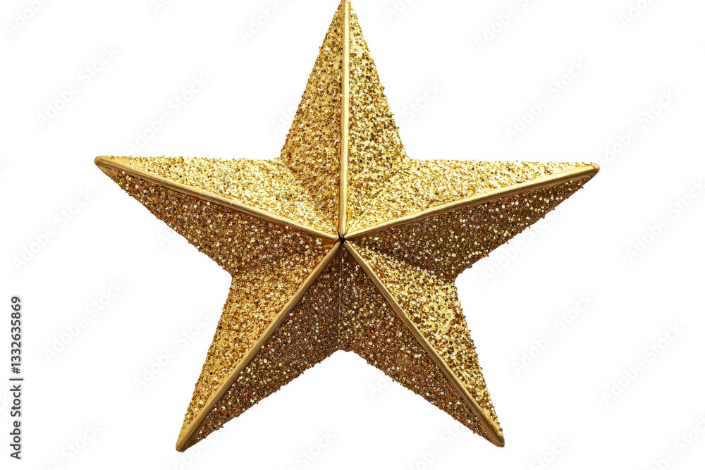 Glittery Gold Star Ornament for Holiday Décor, cut out transparent Glittery Gold Star Ornament for Holiday Décor, cut out transparent