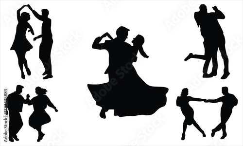 silhouettes of dancing people