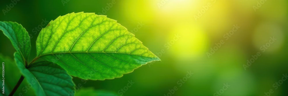 Obraz premium Intricate leaf veins, soft-focus background, sunlight, macro, image