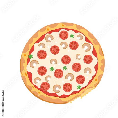 Delicious Pizza Clipart – Cheesy & Tasty 2D Flat Cartoon Illustrations