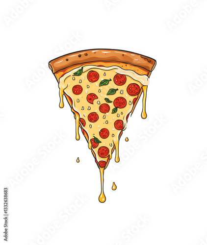 Delicious Pizza Clipart – Cheesy & Tasty 2D Flat Cartoon Illustrations