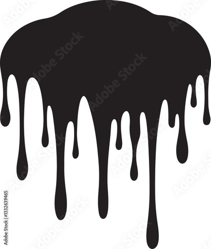 paint drips silhouette, black and white silhouette, vector and illustration