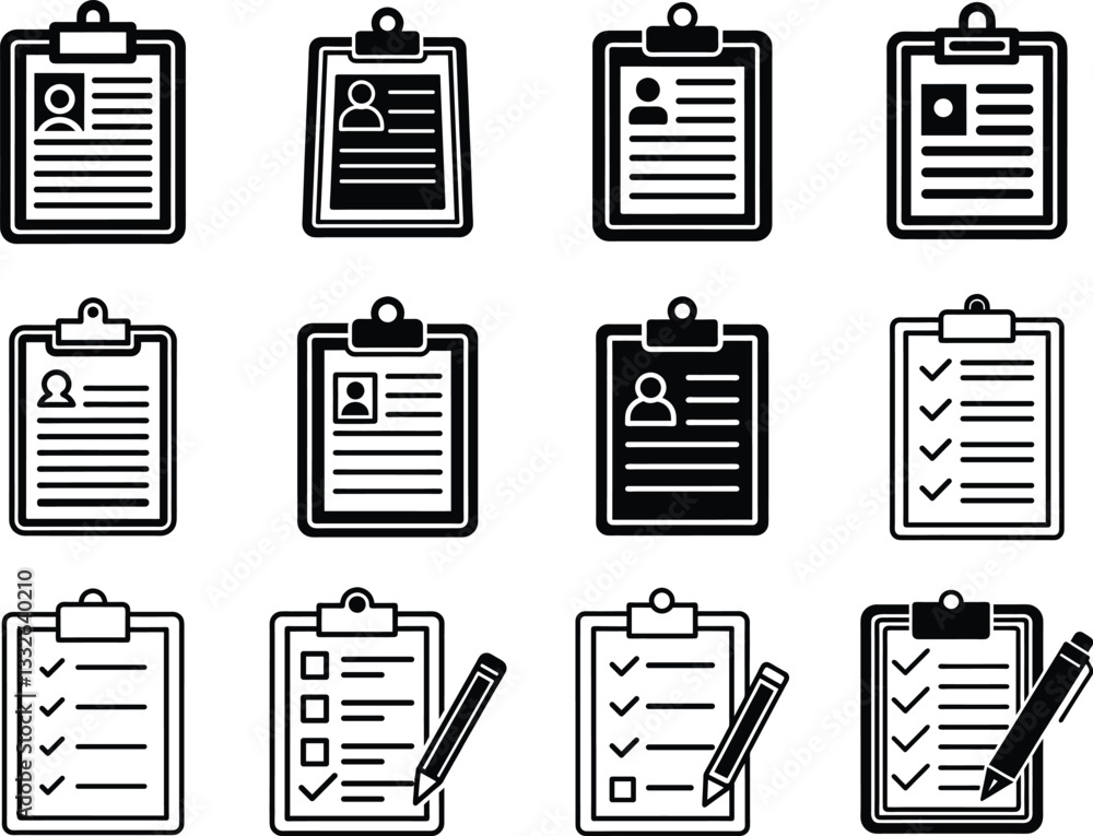 12 Checklist & Profile Icons Clipboard, Task List, Form, Application, Resume 12 Checklist & Profile Icons Clipboard, Task List, Form, Application, Resume