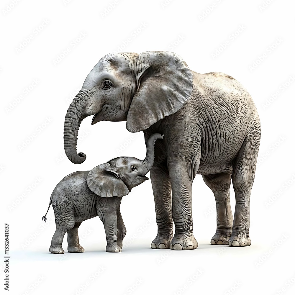 Fototapeta premium Two elephants display gentle affection together.