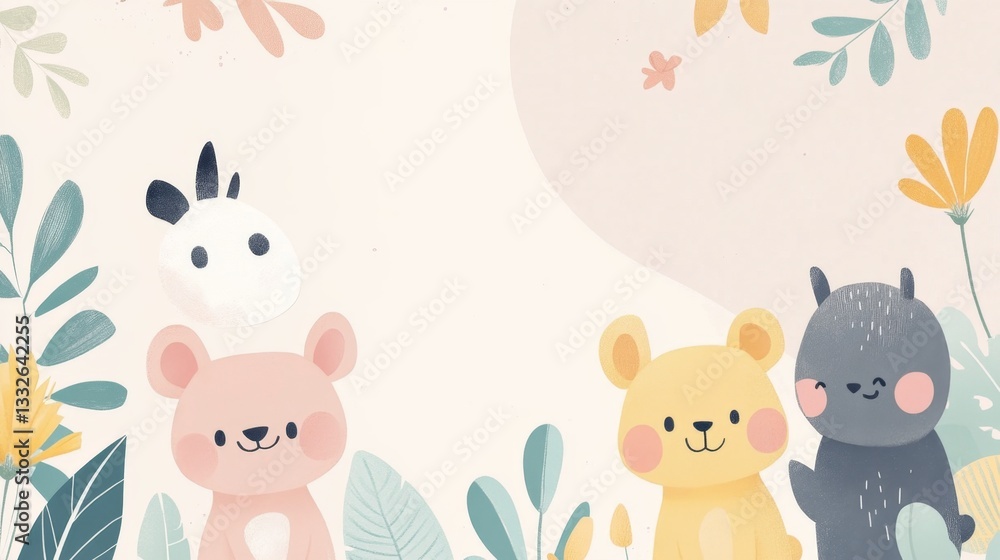 Fototapeta premium Playful social media post featuring cute gigapixel illustrations online digital content vibrant environment whimsical concept