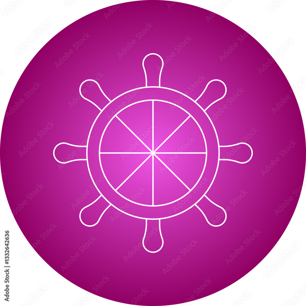Fototapeta premium Ship Helm icon single vector illustration