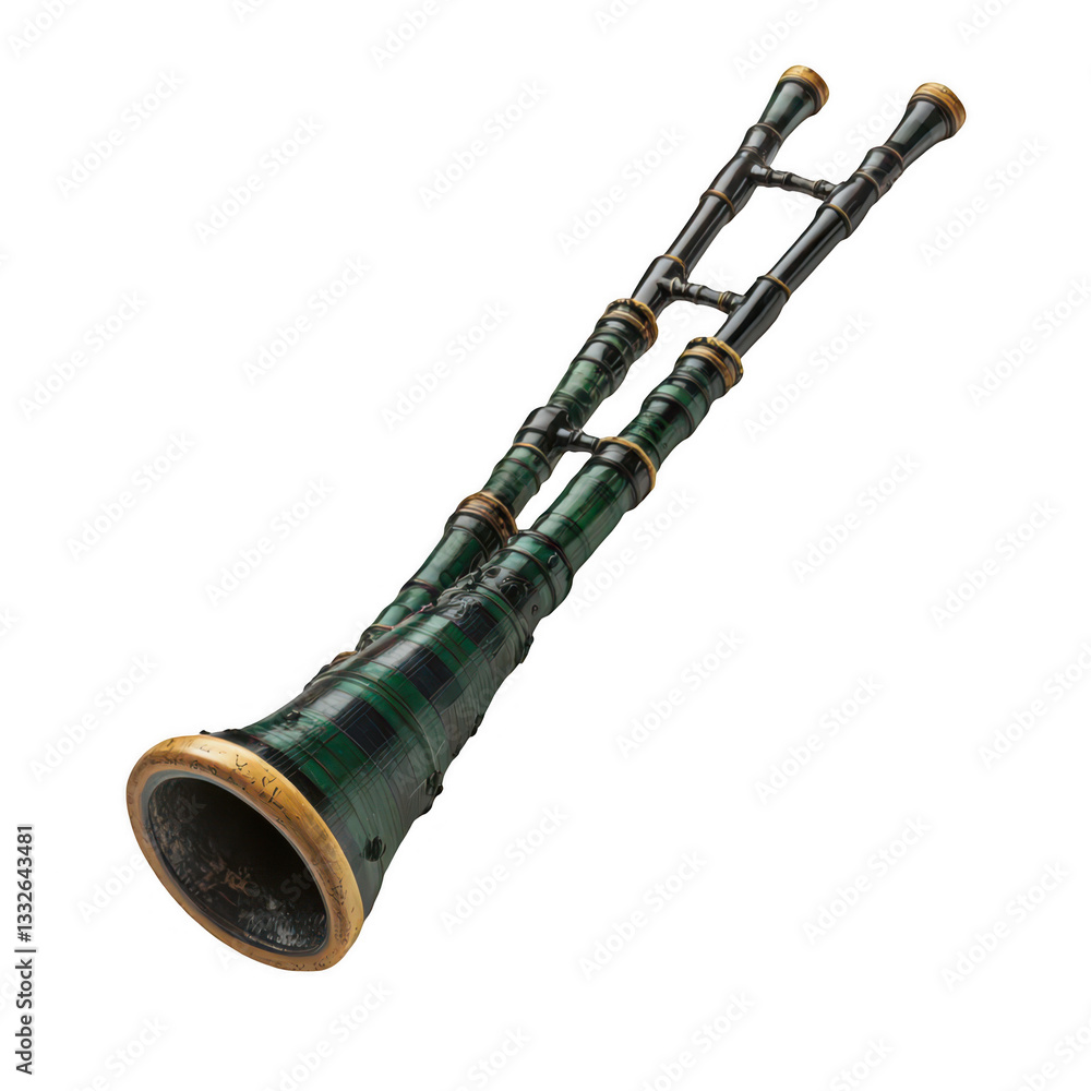 Naklejka premium Beautiful Southern American Green Woodwind Instrument Isolated On Transparent Background In PNG Format