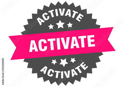 activate. activate round pink label isolated on transparent background