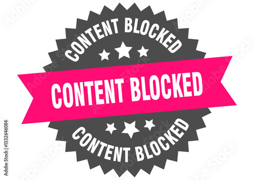 content blocked. content blocked round pink label isolated on transparent background