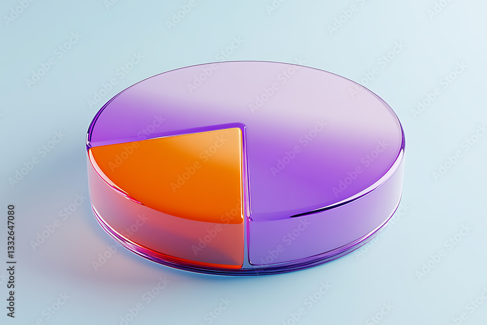 Fototapeta premium Colorful 3D pie chart illustrating data comparison in a minimalist style