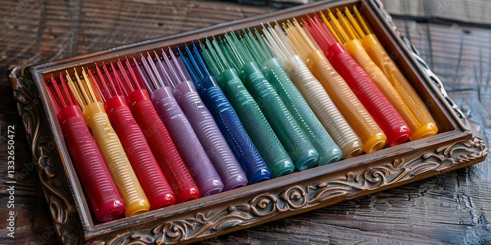 Wooden Tray with a Beautiful Gradient of Multicolored Candles
Wooden Tray with a Beautiful Gradient of Multicolored Candles