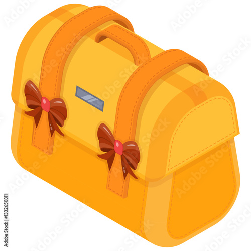 Isometric Yellow Handbag with Bows