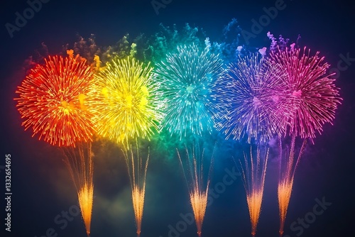 Rainbow Fireworks Party Background