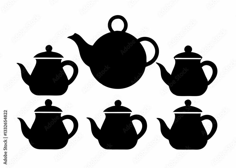 teapot icon black silhouette set,Kettles vector set, Coffee pot silhouettes teapot icon black silhouette set,Kettles vector set, Coffee pot silhouettes