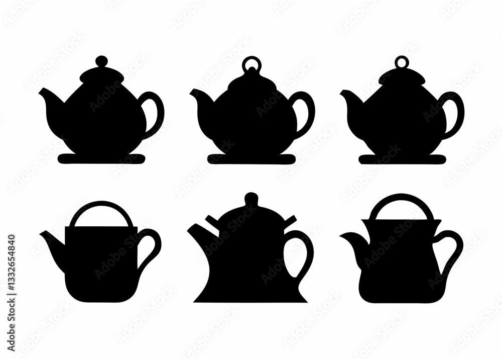 teapot icon black silhouette set,Kettles vector set, Coffee pot silhouettes teapot icon black silhouette set,Kettles vector set, Coffee pot silhouettes