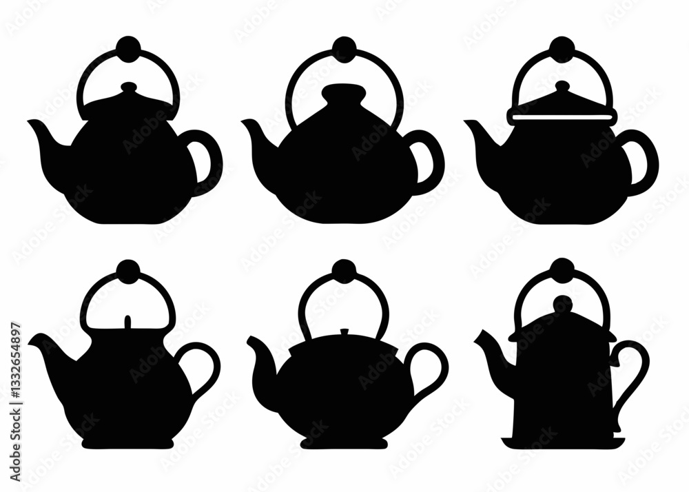 teapot icon black silhouette set,Kettles vector set, Coffee pot silhouettes teapot icon black silhouette set,Kettles vector set, Coffee pot silhouettes