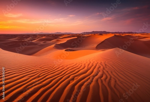 breathtaking scenic view vibrant textured sand dunes sunset capturing warm colors soft shadows desert landscape, light, evening, sky, nature, scenery, hues