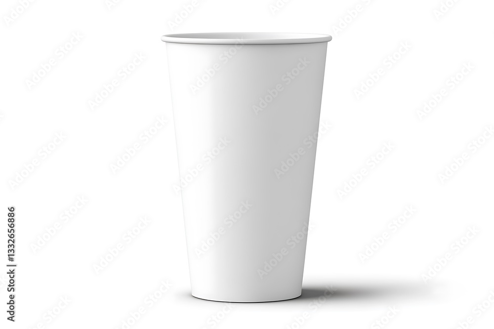 Isolated white paper cup rendering showcasing clean design and simplicity Isolated white paper cup rendering showcasing clean design and simplicity