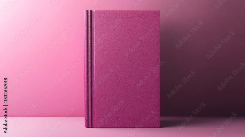 Stylish Magenta Book Standing on Pink Surface with Elegant Lighting Stylish Magenta Book Standing on Pink Surface with Elegant Lighting