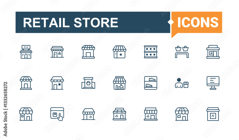 Retail Store line icons set. Contains outline symbols like supermarket, shopping, cart, sale, market. Store icon set. Thin line and solid style icons. illustration in modern style. Retail Store line icons set. Contains outline symbols like supermarket, shopping, cart, sale, market. Store icon set. Thin line and solid style icons. illustration in modern style.