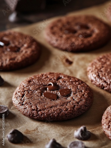 Wallpaper Mural Baking Freshly Made Chocolate Cookies with Chocolate Chunks on Parchment Paper Torontodigital.ca
