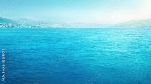 Tranquil Blue Ocean Water Under Clear Sky with Gentle Waves