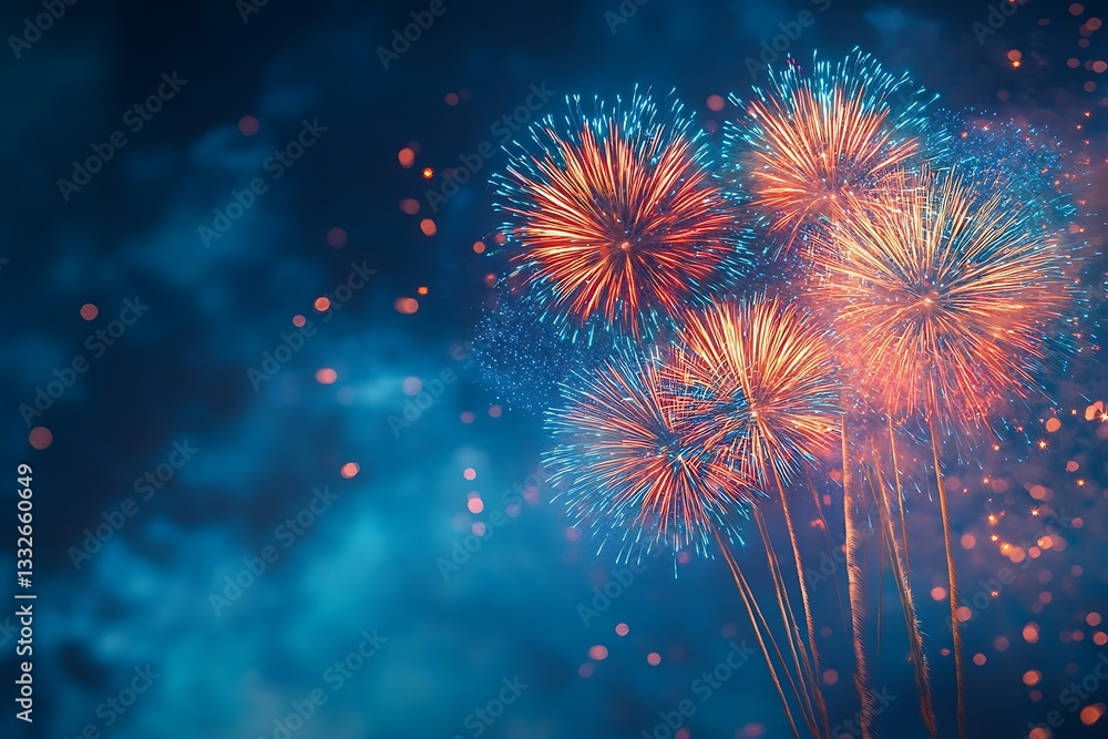 Spectacular Fireworks Night Explosion Bokeh Design