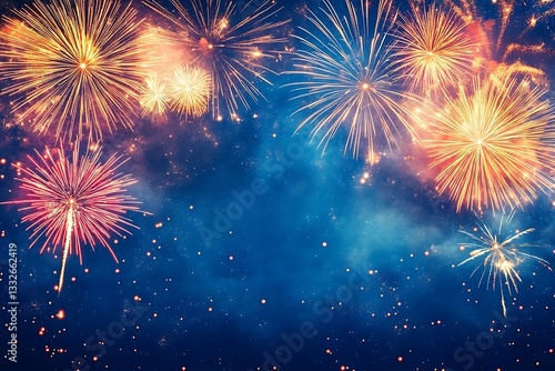 Spectacular Golden Fireworks Night Sky Display