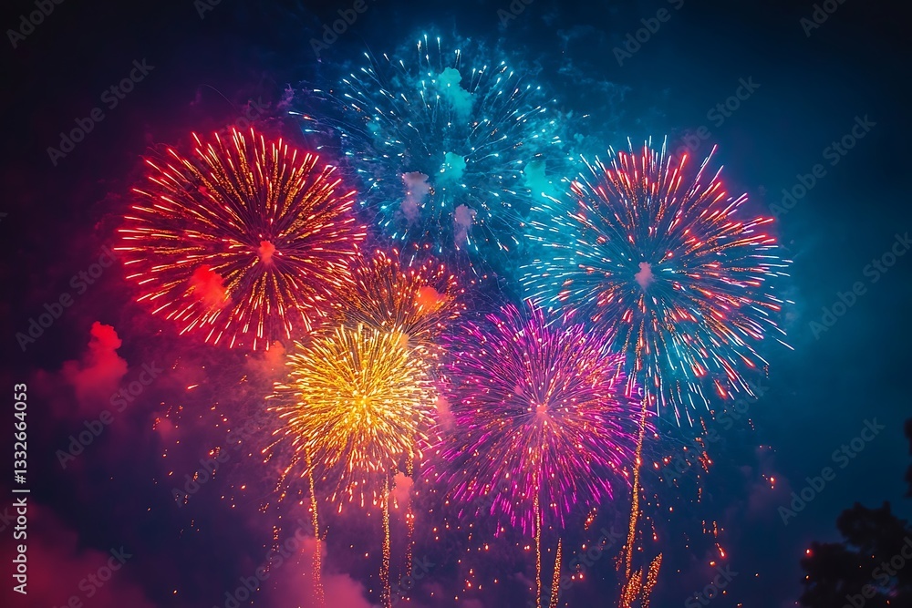 Spectacular Summer Fireworks Night Burst